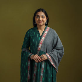 Handloom cotton pochampally ikat 3pc kurta set for women 20