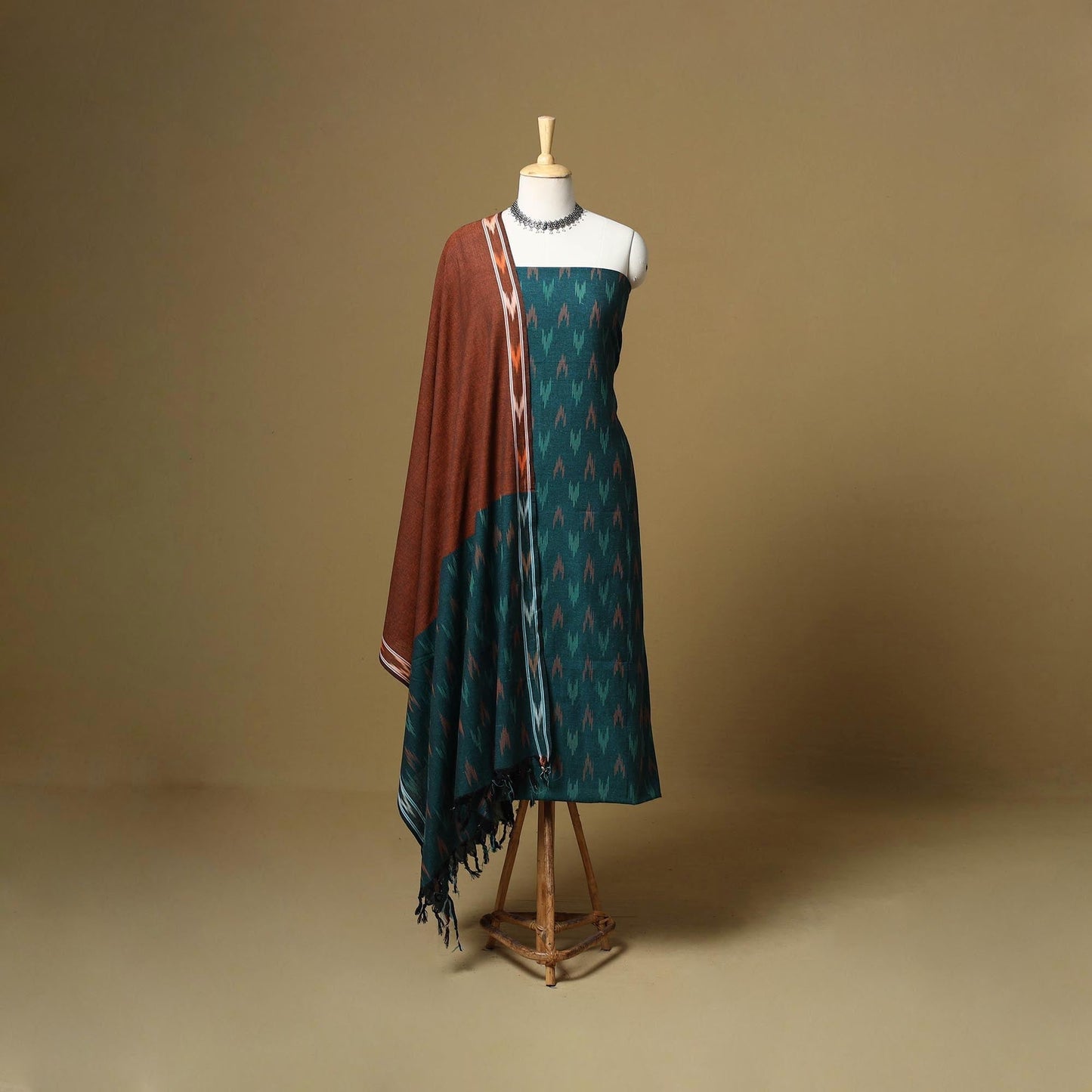 Handloom cotton pochampally ikat 3pc unstitched dress
