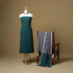 Handloom cotton pochampally ikat 3pc unstitched dress