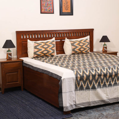 Green - handloom cotton pochampally ikat double bedsheet