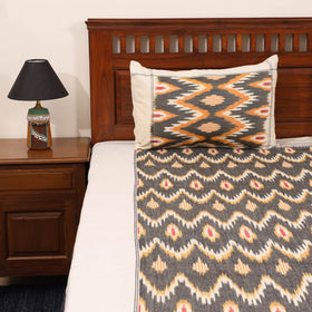 Green - handloom cotton pochampally ikat double bedsheet