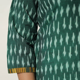 Green Handloom Cotton Pochampally Ikat Kurta Set 