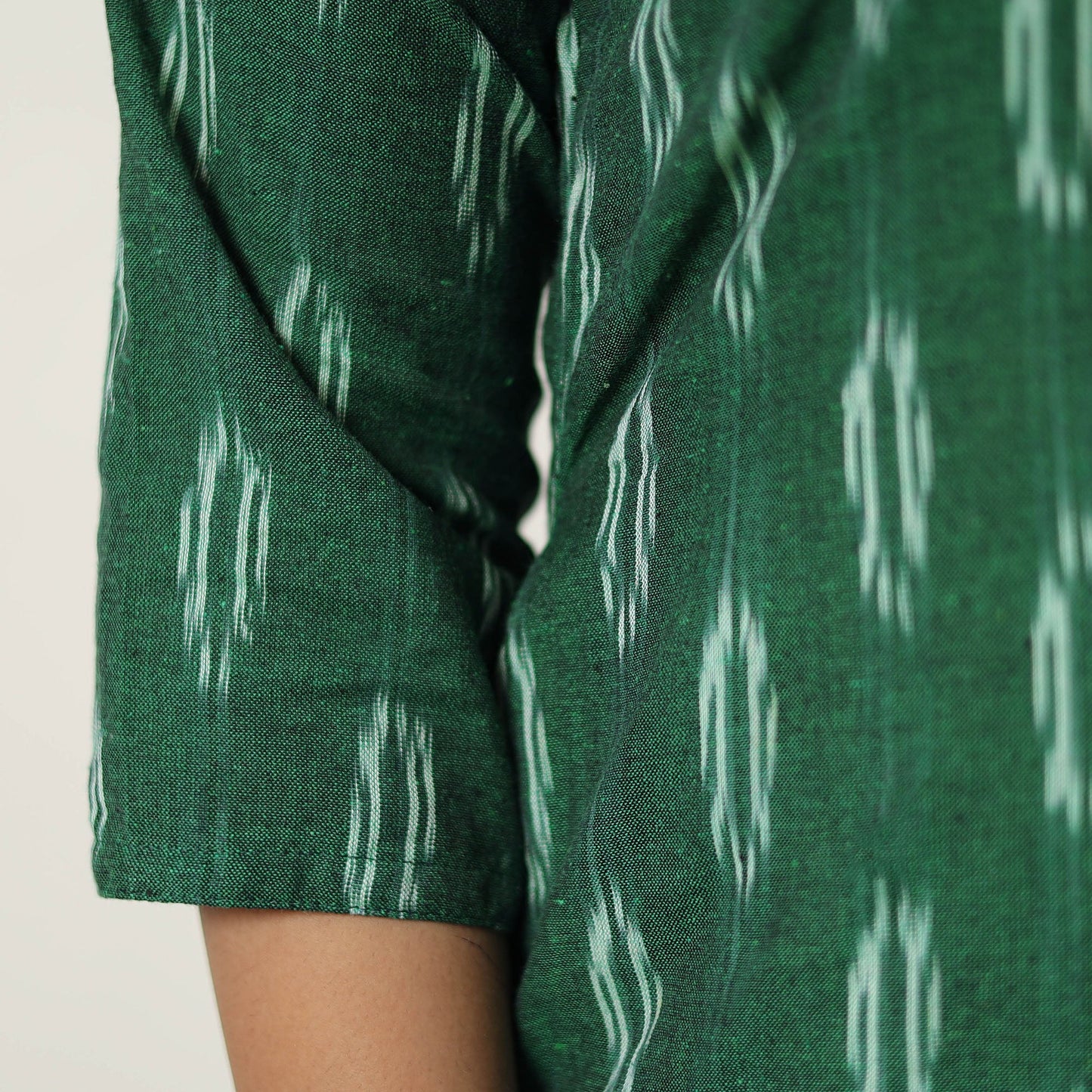  Green Handloom Cotton Pochampally Ikat Kurta Set 