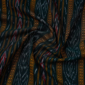 Green Handloom Cotton Sambalpuri Ikat Fabric