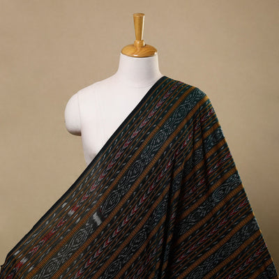 Green Handloom Cotton Sambalpuri Ikat Fabric