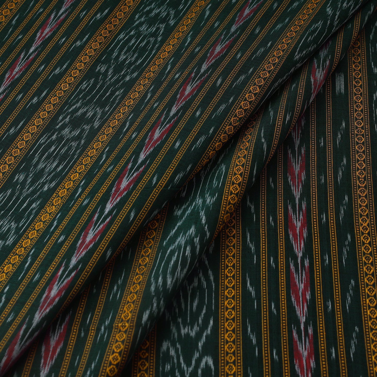  Green Handloom Cotton Sambalpuri Ikat Fabric