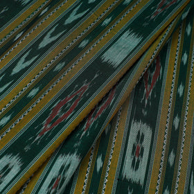 Green Handloom Cotton Sambalpuri Ikat Fabric