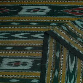 Green Handloom Cotton Sambalpuri Ikat Fabric