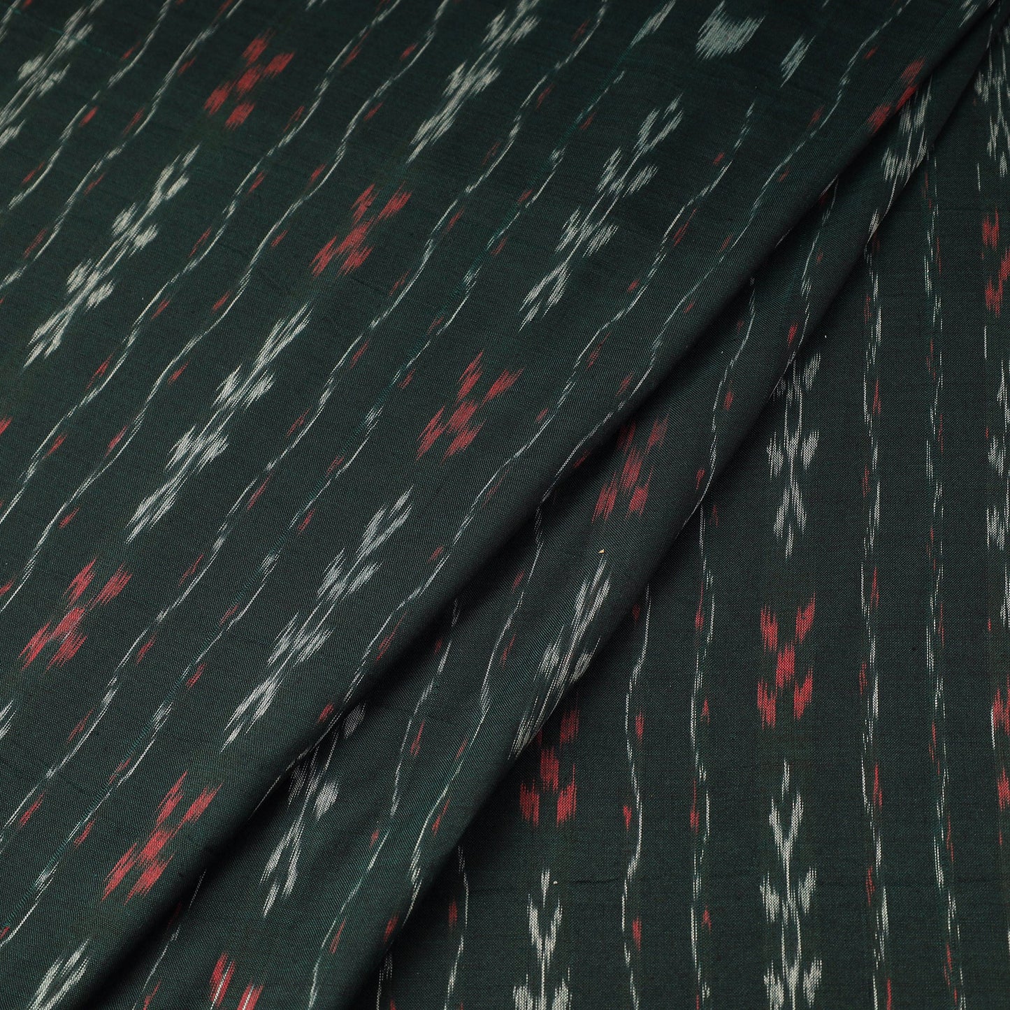 Green Handloom Cotton Sambalpuri Ikat Fabric