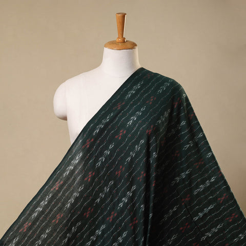 Green Handloom Cotton Sambalpuri Ikat Fabric