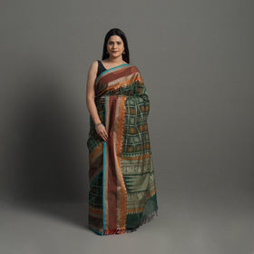 Green - handloom cotton thread border kanchipuram saree 20