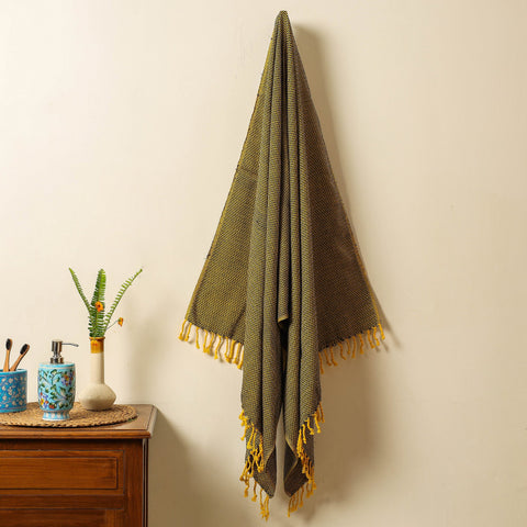 Buy Handloom Cotton Towel with Tassels from Bijnor by Nizam l iTokri.com