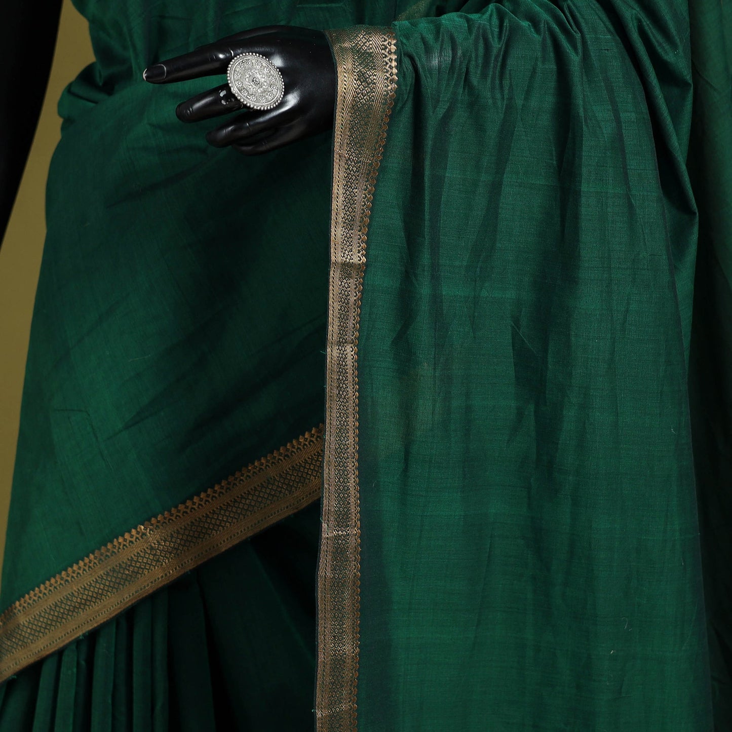 Green - handloom cotton zari border mangalagiri saree 05