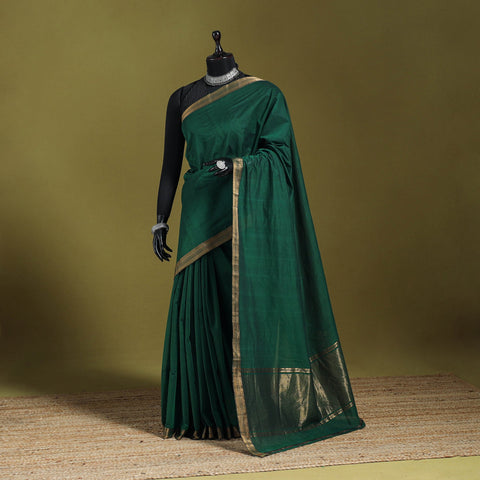 Green - handloom cotton zari border mangalagiri saree 05