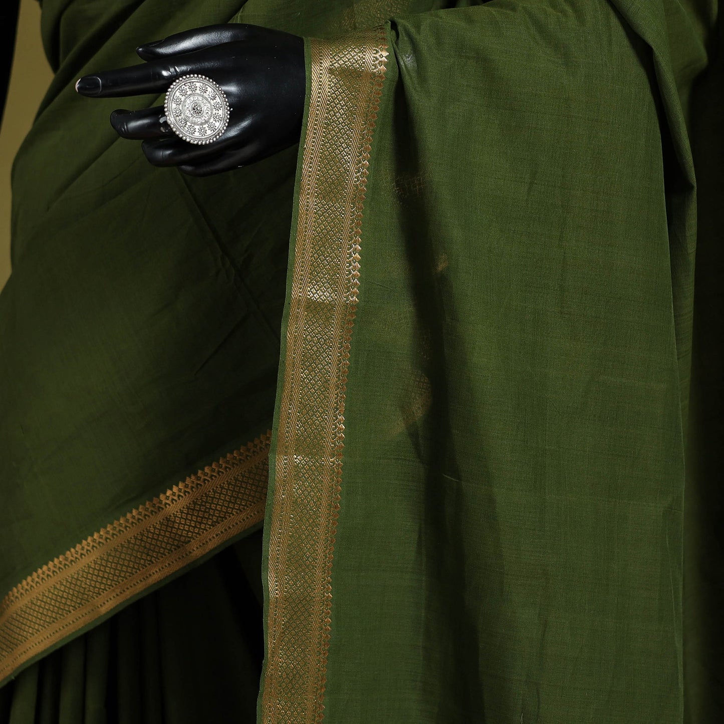 Green - handloom cotton zari border mangalagiri saree 06