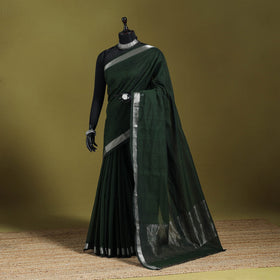 Green - handloom cotton zari border mangalagiri saree 11