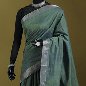 Green - handloom cotton zari border mangalagiri saree 11