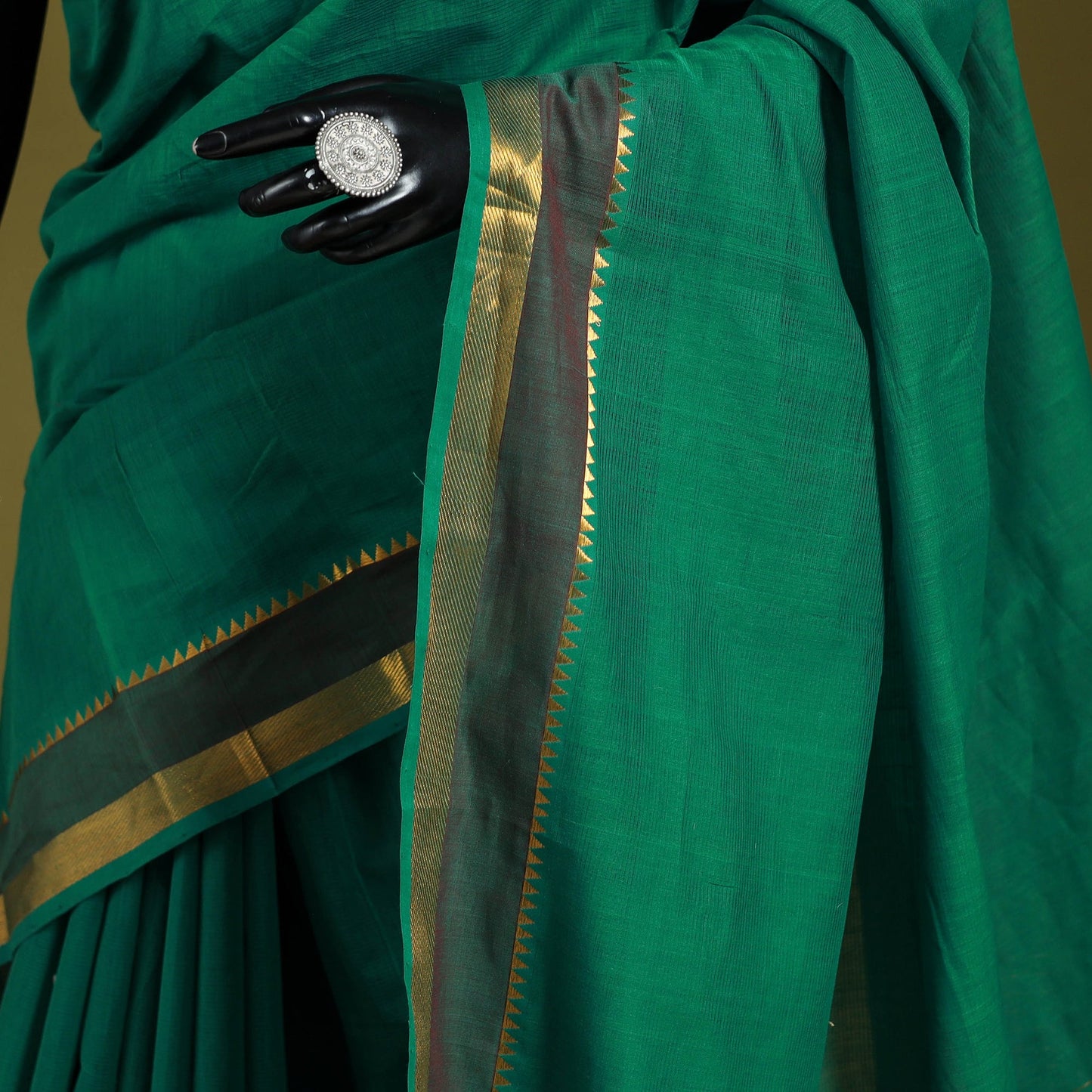 Green - handloom cotton zari border mangalagiri saree 24