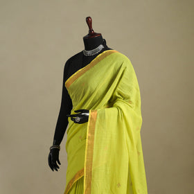 Green - handloom cotton zari buti phulia jamdani saree 01
