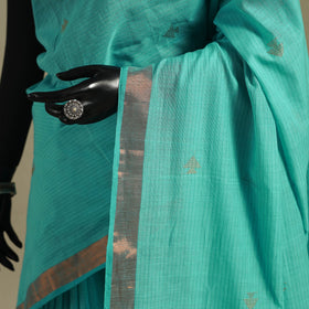 Green - handloom cotton zari buti phulia jamdani saree 03