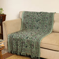Green - handloom jaipur cotton sofa throw 11 - handcrafted