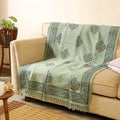 Green - handloom jaipur cotton sofa throw 34 - handcrafted