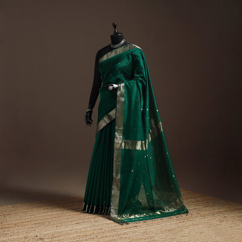 Green - handloom maheshwari saree with zari border 31