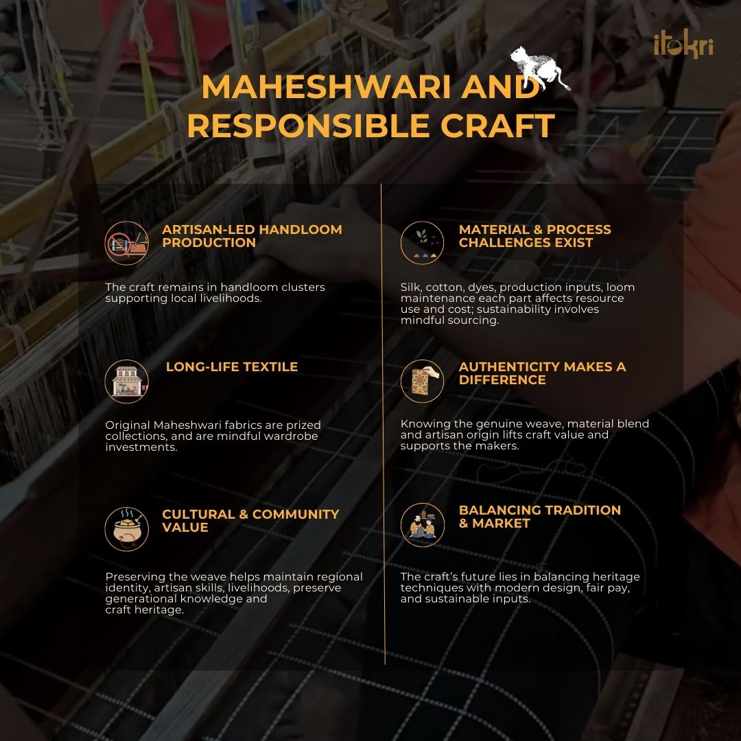 Handloom Zari Border Maheshwari Silk Saree 13