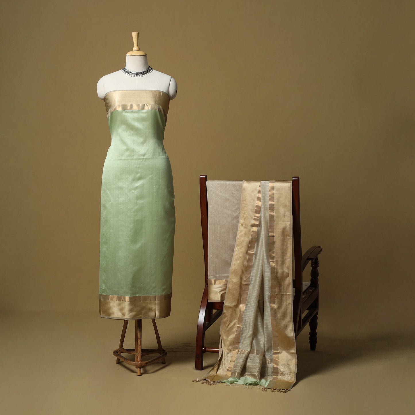 Handloom maheshwari silk 3pc unstitched dress material