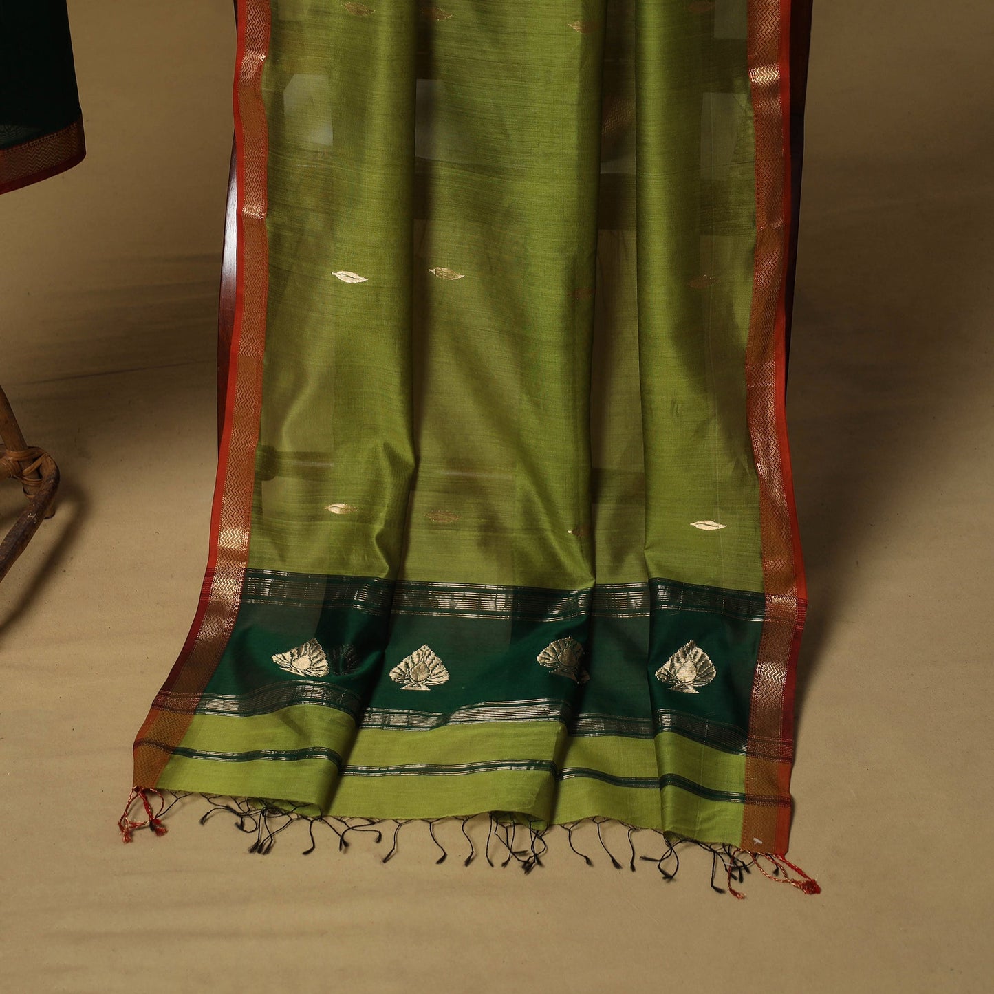 Handloom maheshwari silk buti work 2pc unstitched dress
