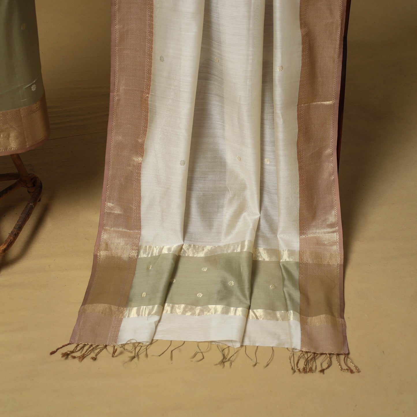 Handloom maheshwari silk buti work 2pc unstitched dress