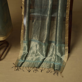 Handloom maheshwari silk tissue zari stripes 2pc unstitched