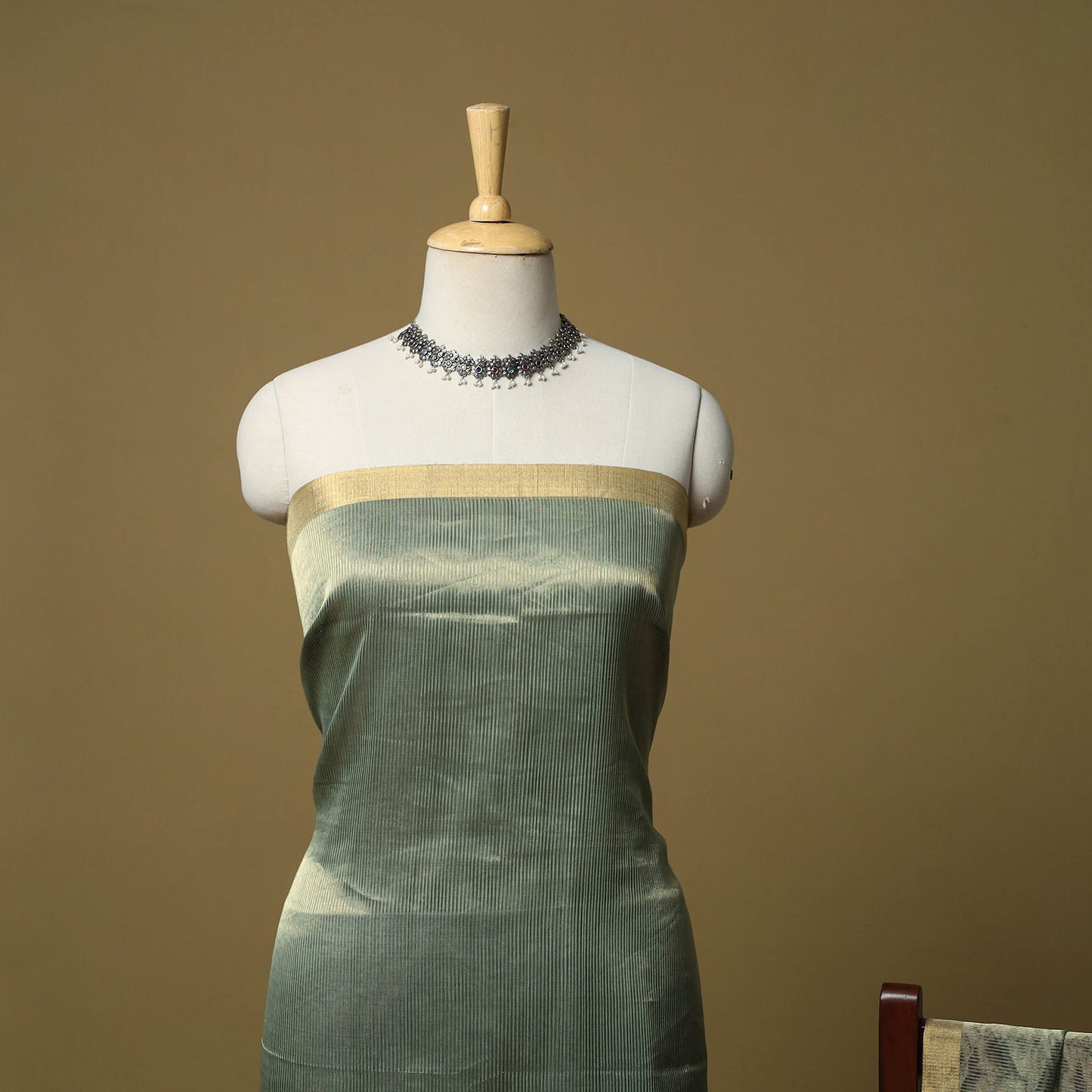 Handloom maheshwari silk tissue zari stripes 2pc unstitched