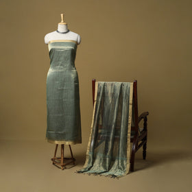 Handloom maheshwari silk tissue zari stripes 2pc unstitched