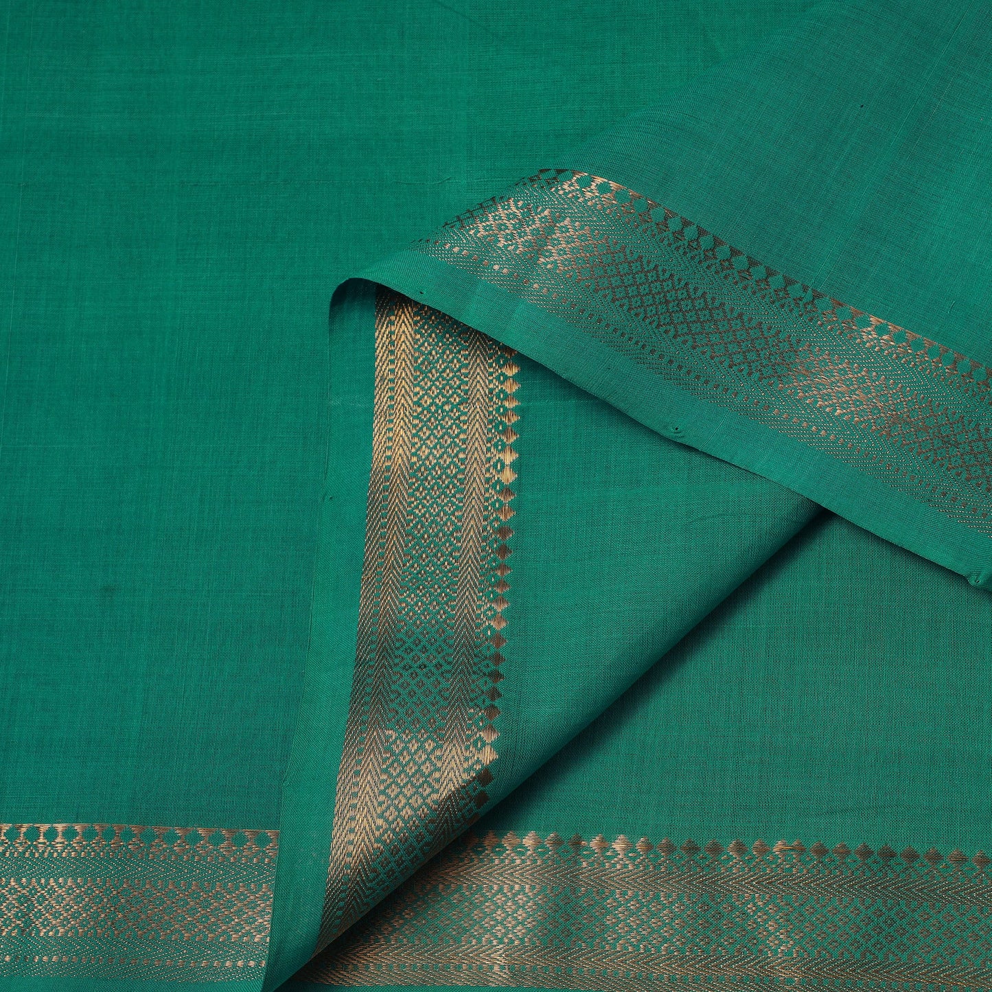 GreenHandloom Mangalagiri Cotton Fabric with Zari Border