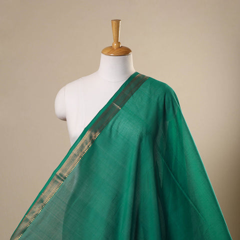 GreenHandloom Mangalagiri Cotton Fabric with Zari Border