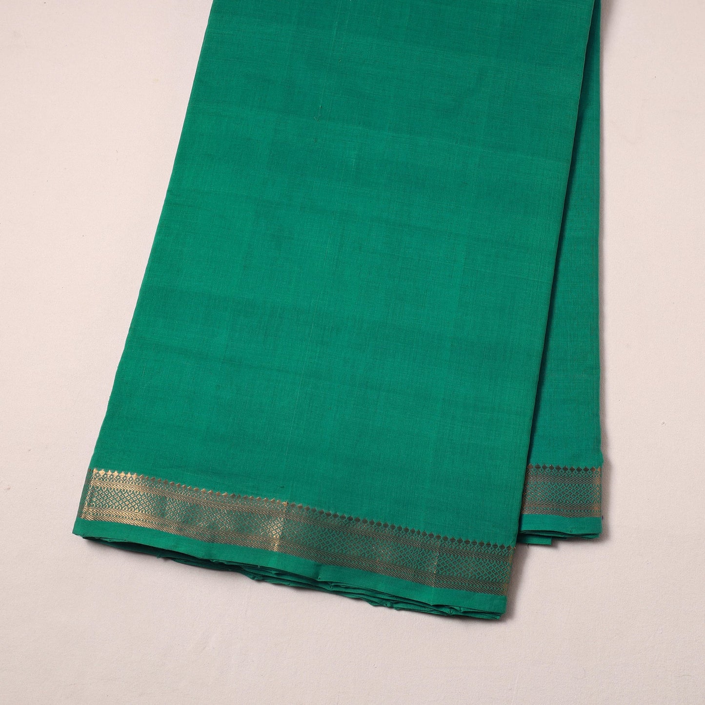 GreenHandloom Mangalagiri Cotton Fabric with Zari Border