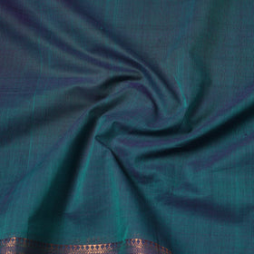 Green Handloom Mangalagiri Cotton Fabric with Zari Border