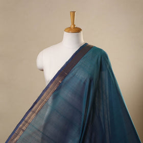 Green Handloom Mangalagiri Cotton Fabric with Zari Border