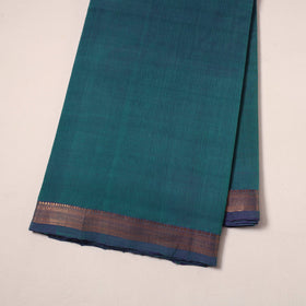 Green Handloom Mangalagiri Cotton Fabric with Zari Border