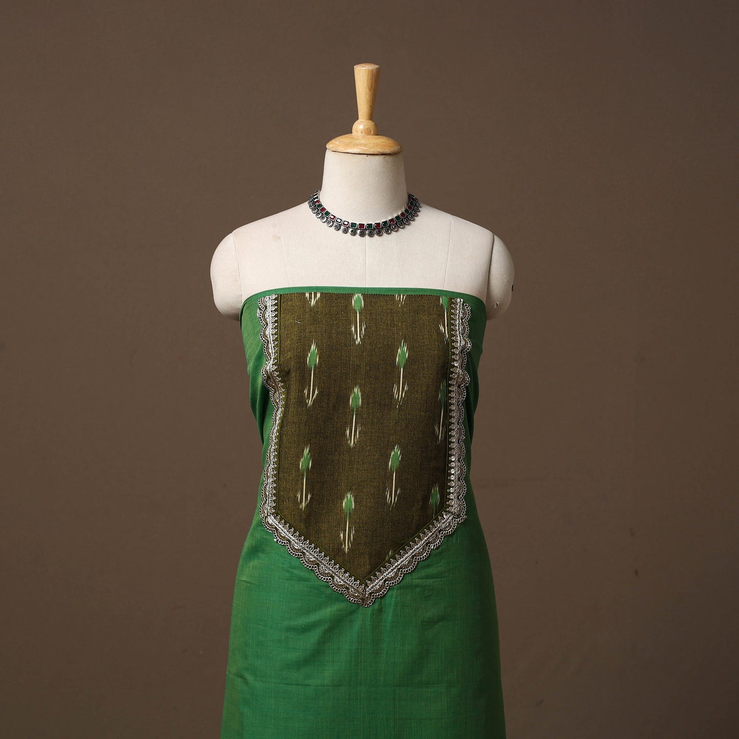 Handloom mangalagiri patchwork cotton unstitched kurta