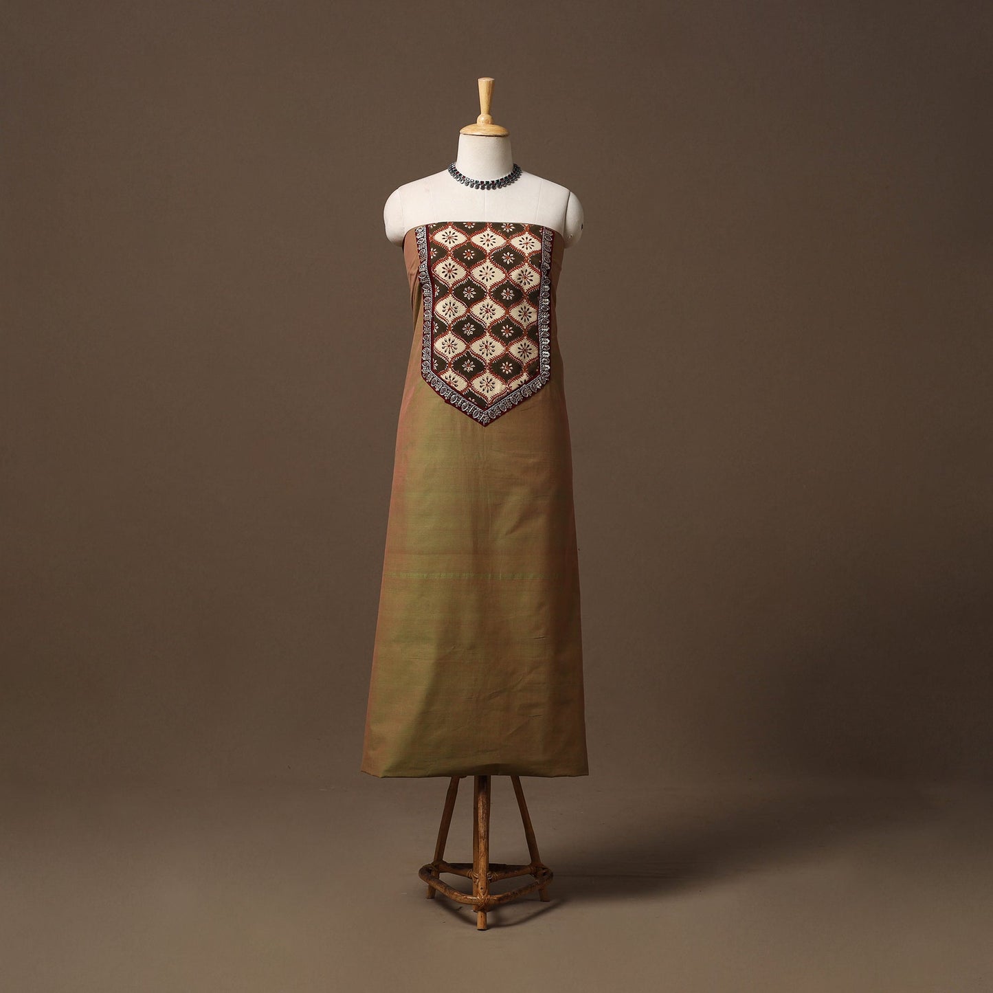 Handloom mangalagiri patchwork cotton unstitched kurta