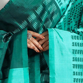 Green - handloom mulberry silk pochampally ikat dupatta 42