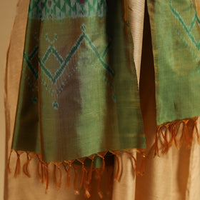 Green - Handloom Mulberry Silk Pochampally Ikat Stole 05
