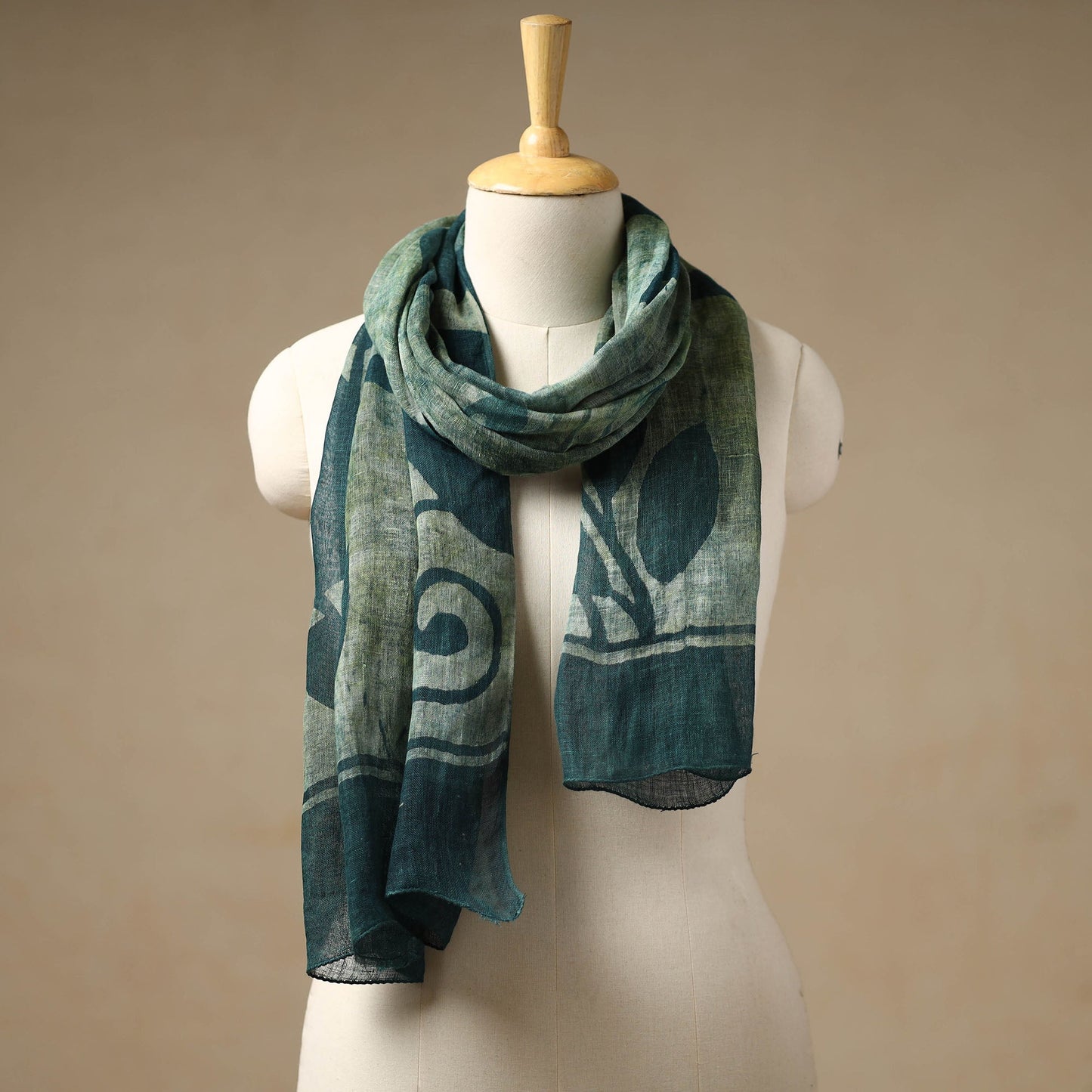 Buy Handloom Block Print  Natural Dyed Linen Bindaas Stole