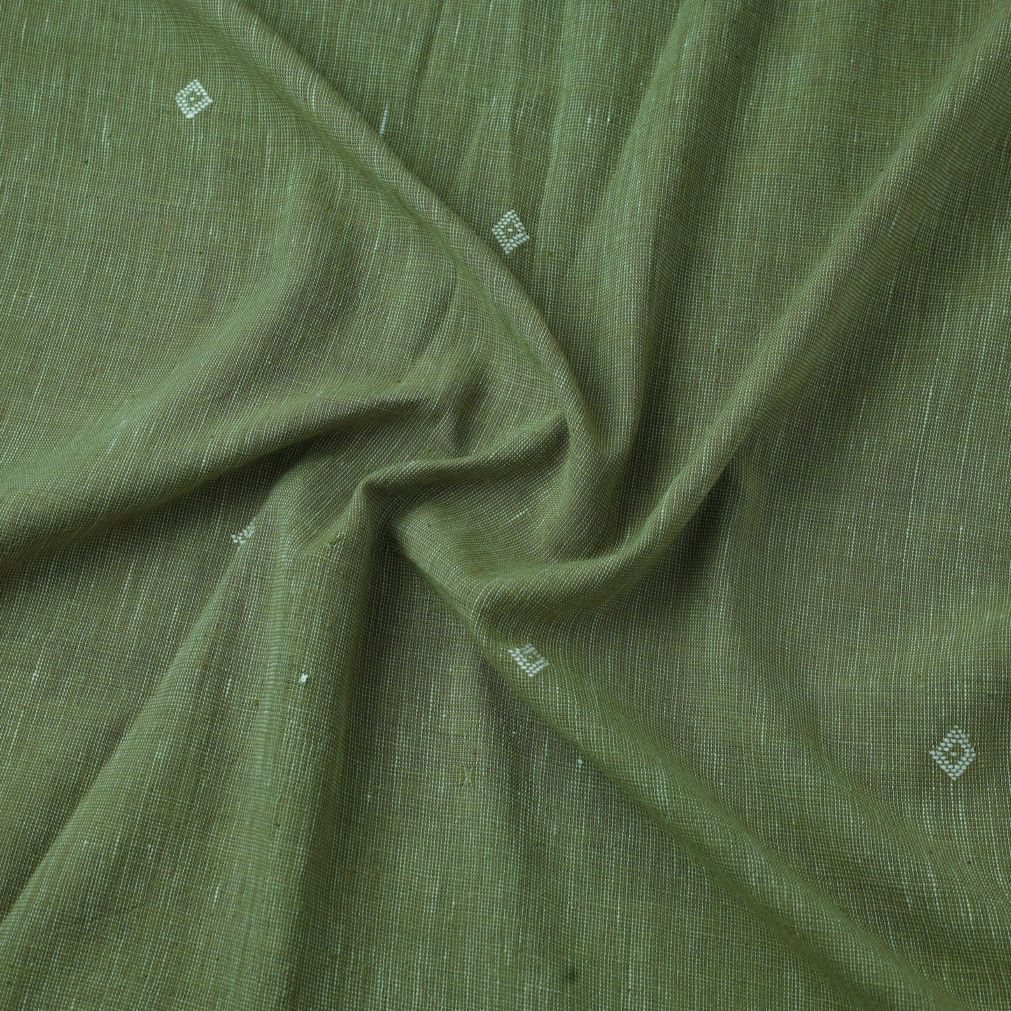 Green - handloom organic buti kala cotton fabric 02