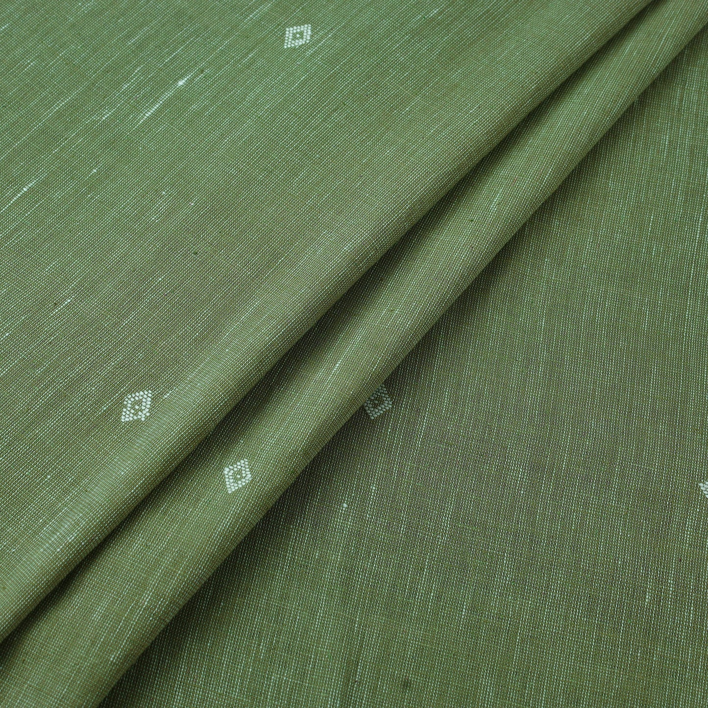 Green - handloom organic buti kala cotton fabric 02