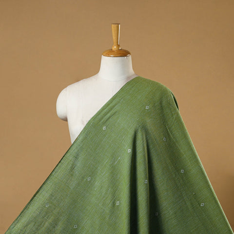 Green - handloom organic buti kala cotton fabric 02