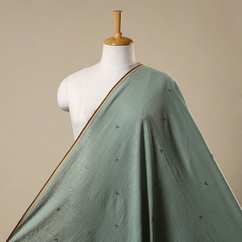 Green - handloom organic buti kala cotton fabric 05