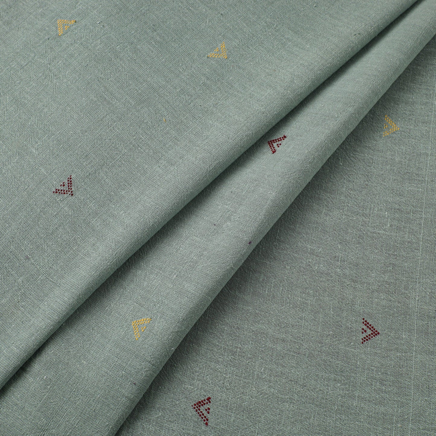 Green - handloom organic buti kala cotton fabric 05